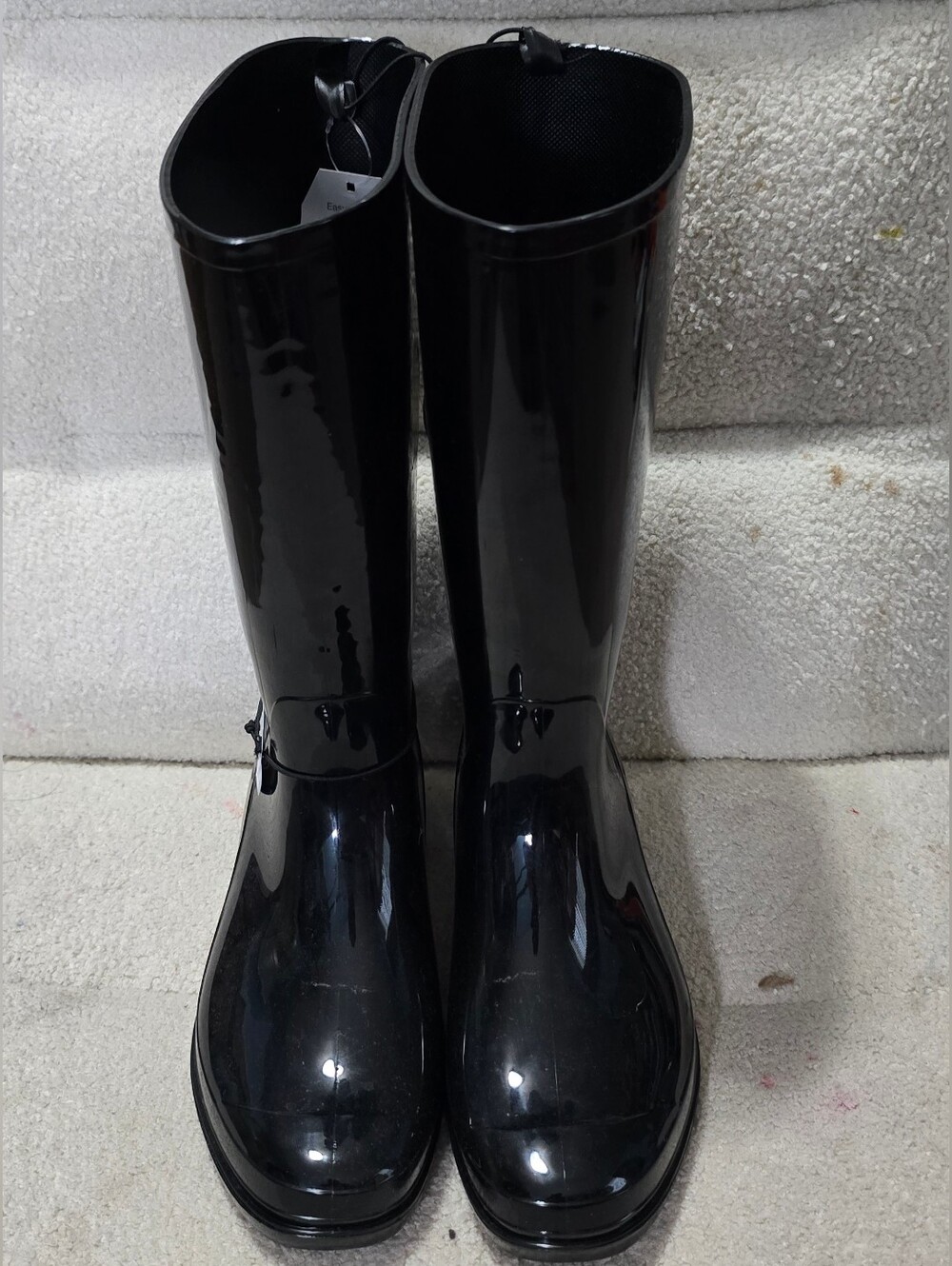 Time and Tru Women's Black Gloss Tall Rain Boots